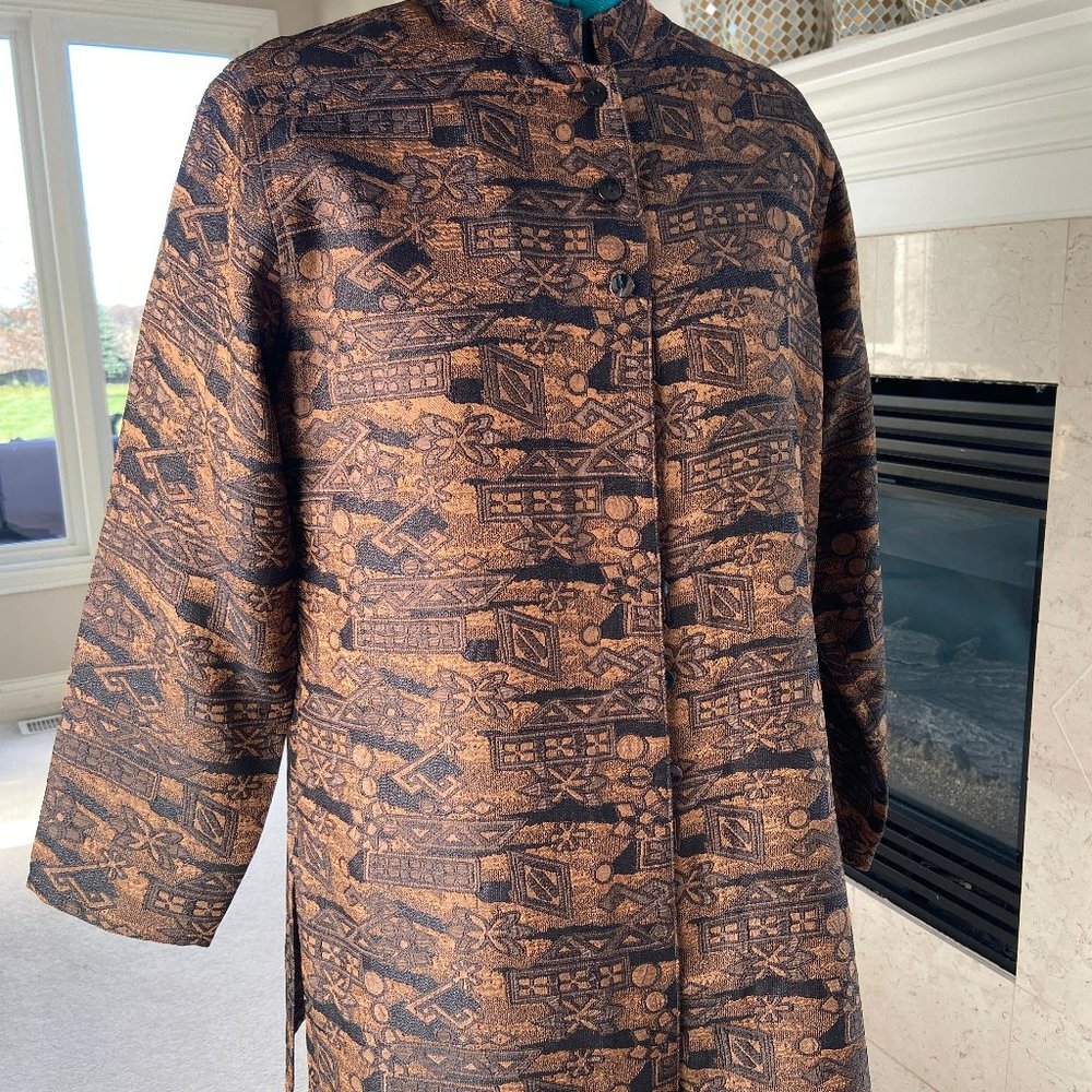 Chico black/bronze long jacket with mandarin collar